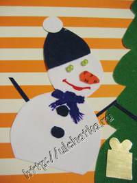 Детская новогодняя открытка 2014 со снеговиками своими руками